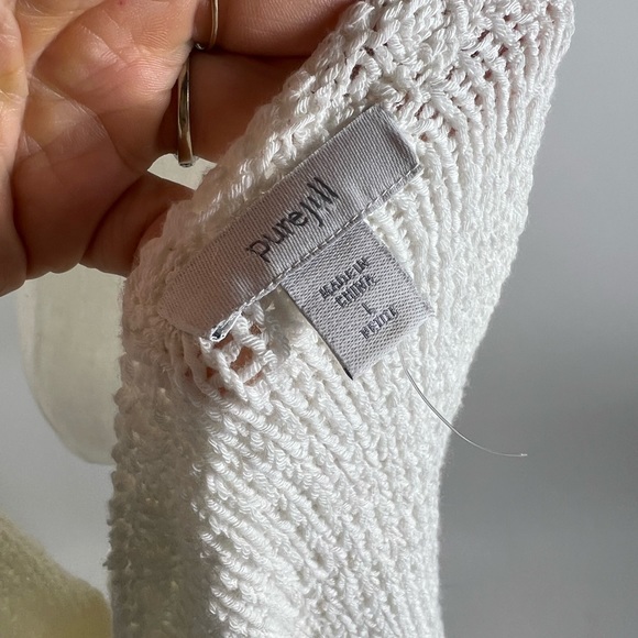 J. JILL Slouchy Boatneck Colorblock White Cream Pullover Sweater Womens Lrg Pet - Picture 6 of 8